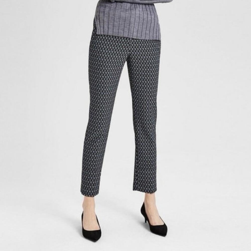 Theory Treeca Classic Slim Crop Dimensional Jacquard Pant Size 6